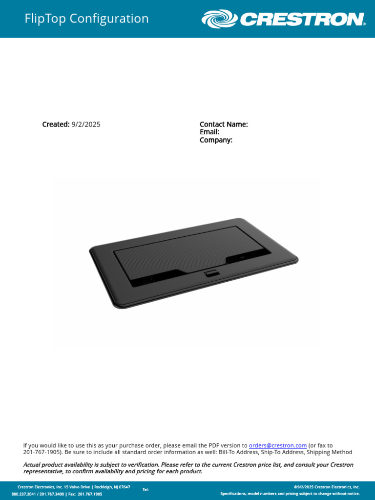 DATASHEET Crestron FlipTop Conference Table Box - Black, 2 Slot | PDF ...