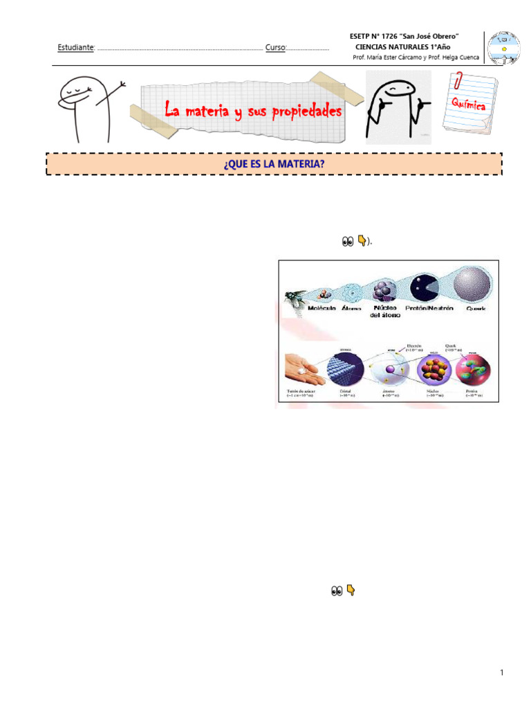 1 - La Materia y Sus Propiedades 1er Año | PDF | Importar | Peso