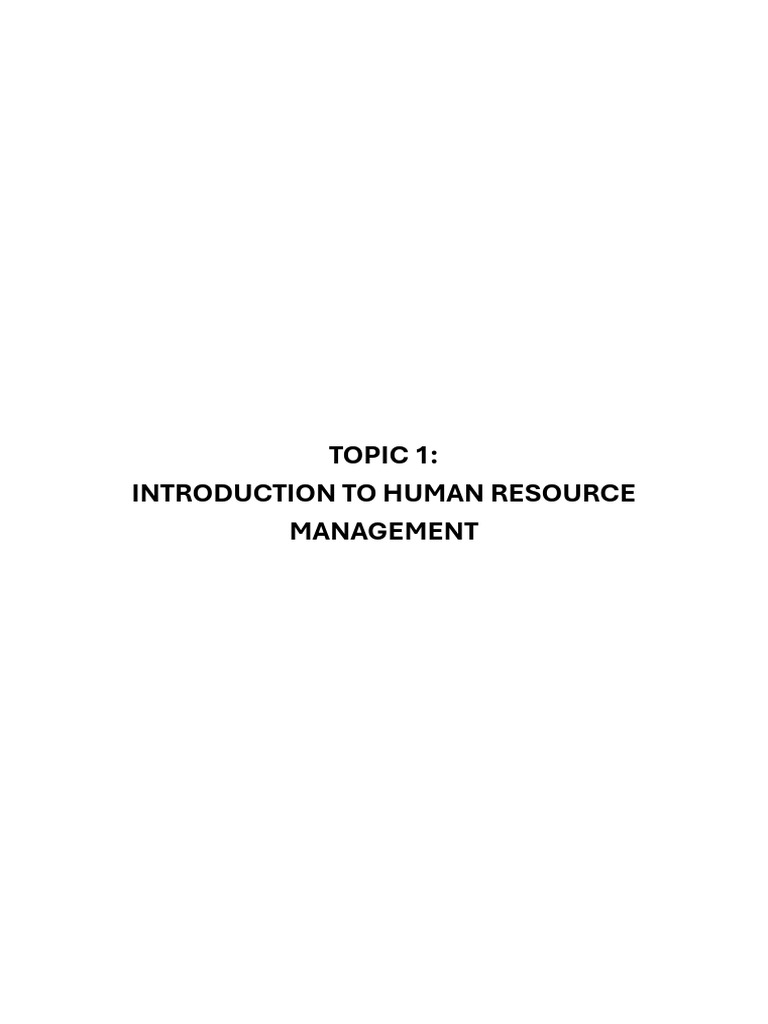 1.TOPIC 1 - Introduction To HRM | PDF | Human Resource Management ...