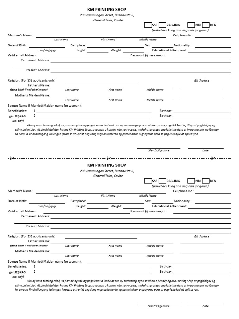 Member Data Form | PDF