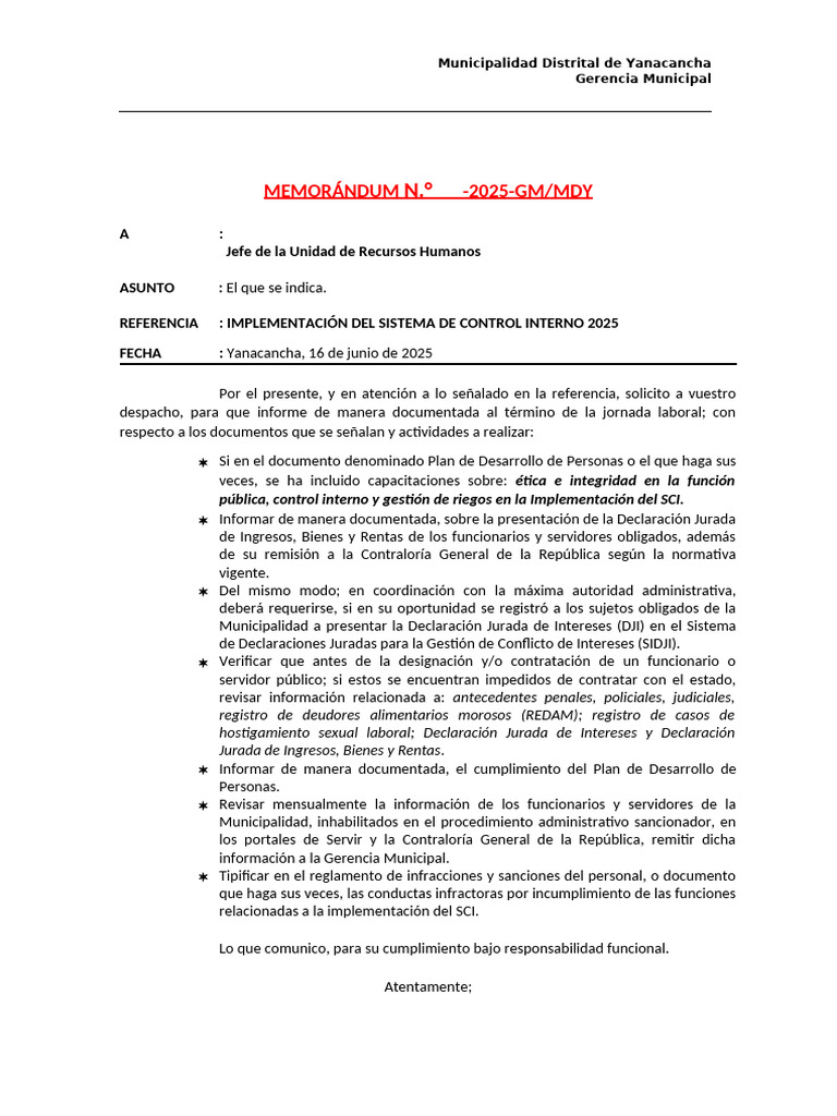 Implementación del Sistema de Control Interno 2025 | PDF | Presupuesto ...