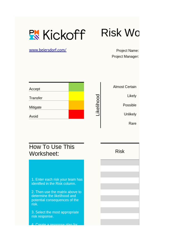 Kickoff Risk Worksheet | PDF
