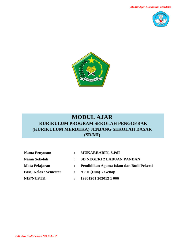 Modul Ajar PAI SD Kelas 2 Kurikulum Merdeka | PDF