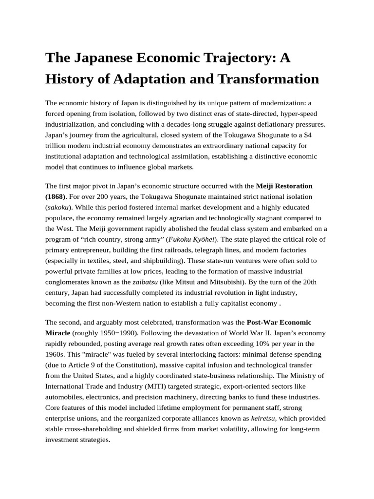 Japan's Economic Evolution: From Isolation to Innovation | PDF ...