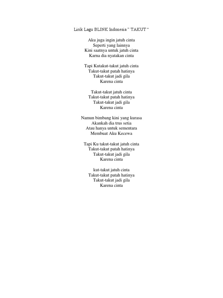 Lirik Lagu Blink Indonesia