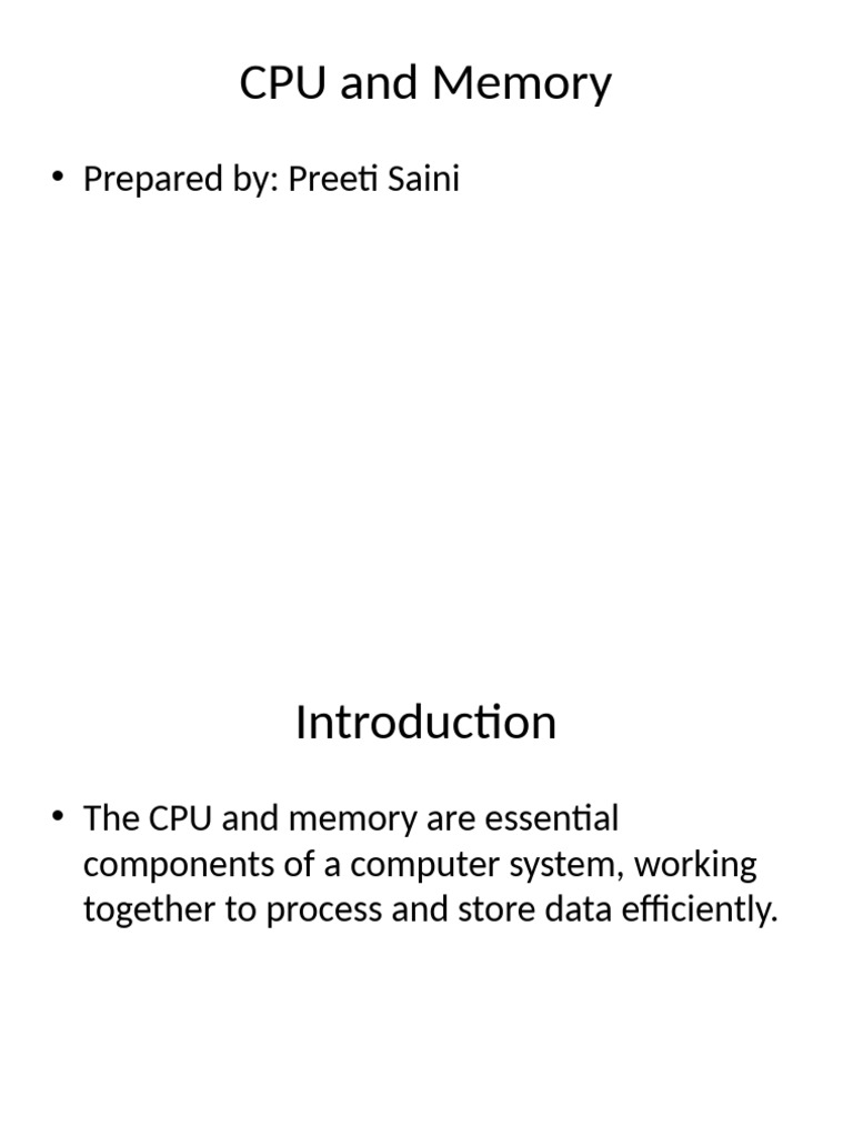 CPU and Memory: Key Components Explained | PDF