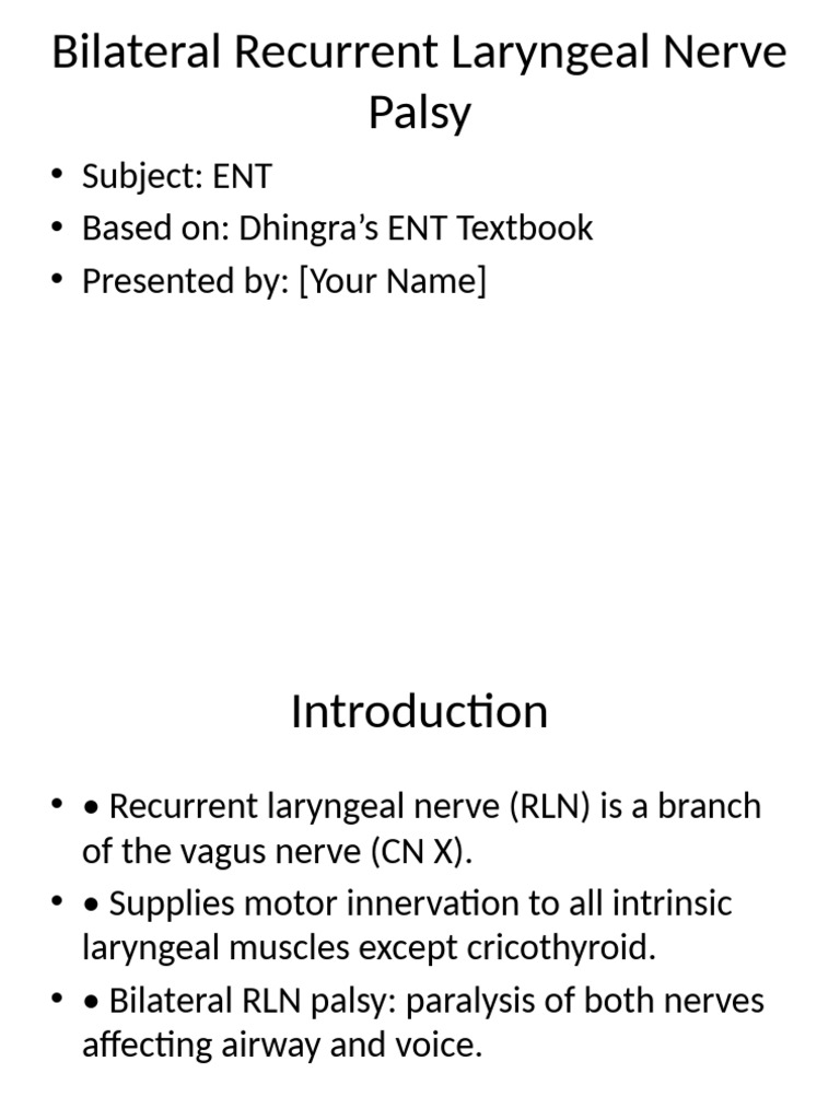 Understanding Bilateral RLN Palsy | PDF