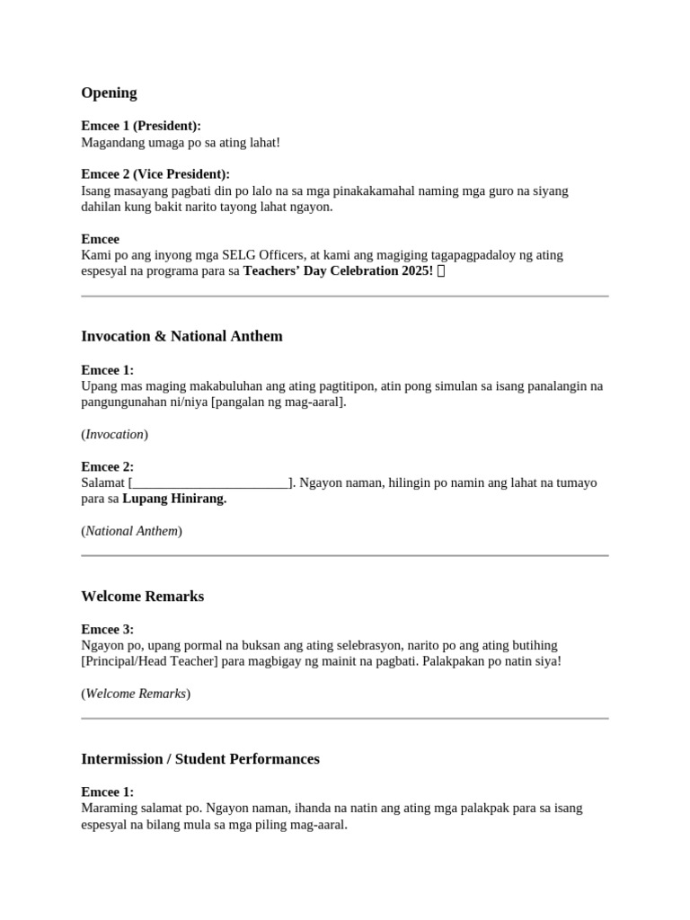 Teachers Day Program | PDF