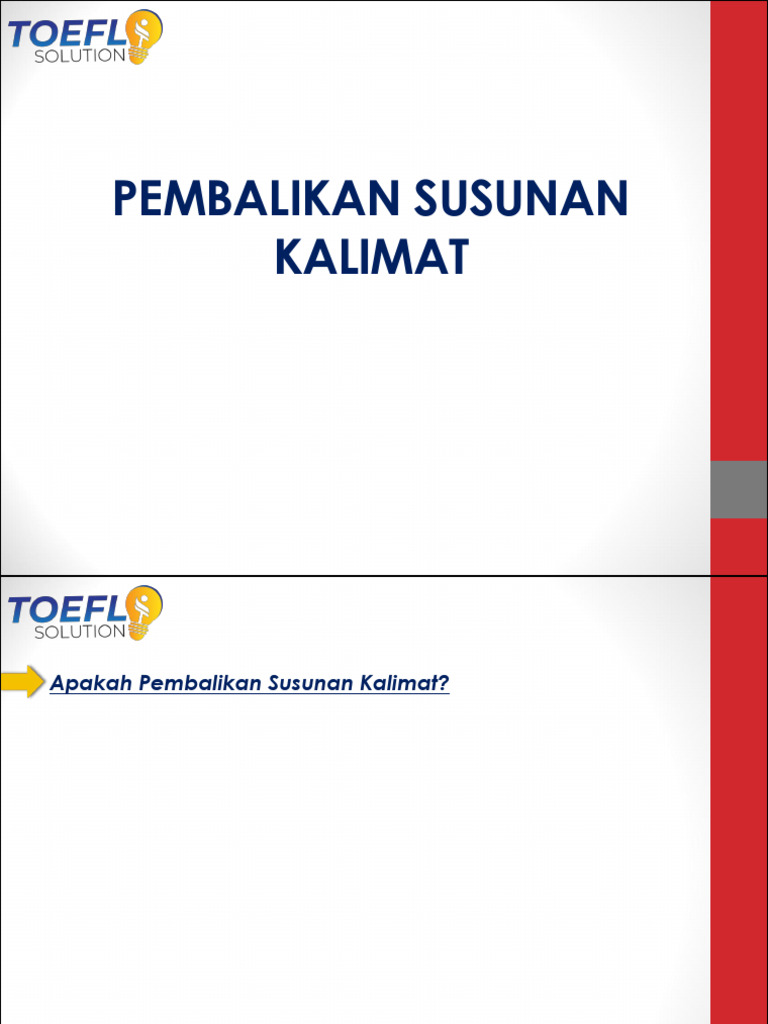 Pembalikan Susunan Kalimat Inversi | PDF | Adverb | Syntax