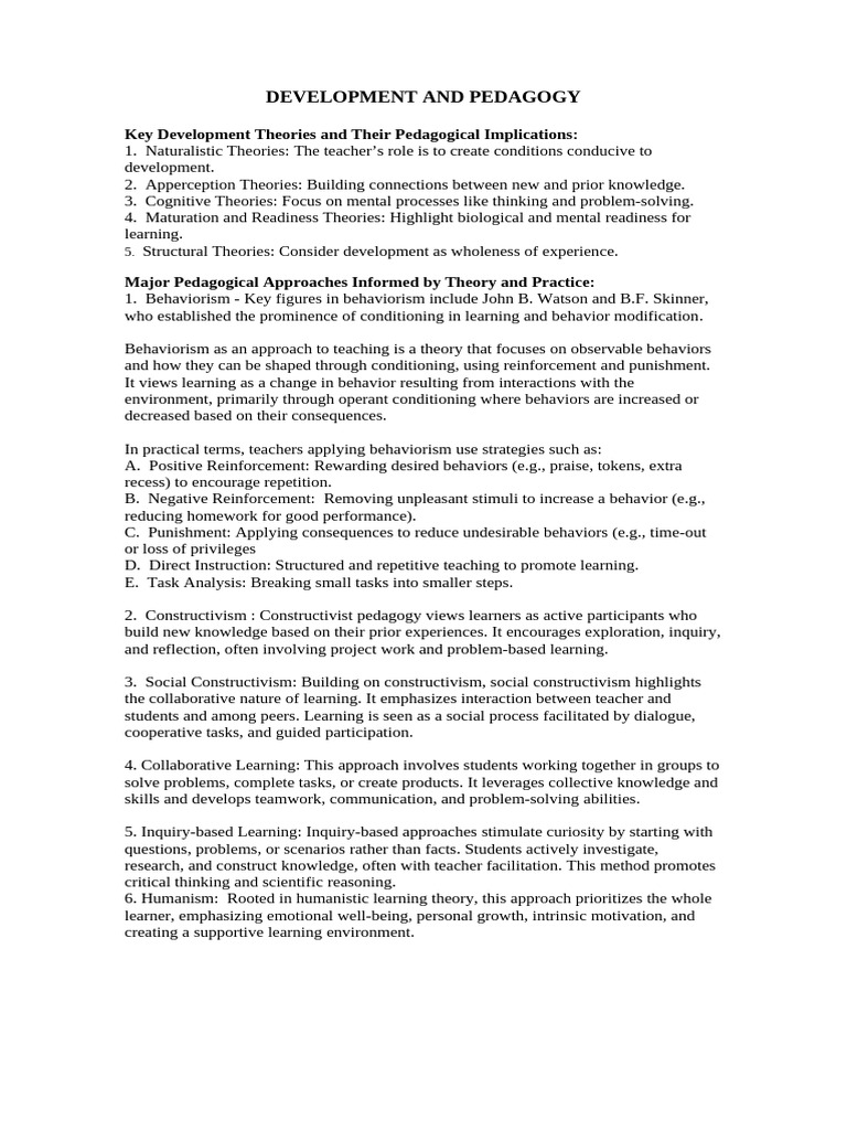 Development and Pedagogy | PDF | Learning | Constructivism (Philosophy ...