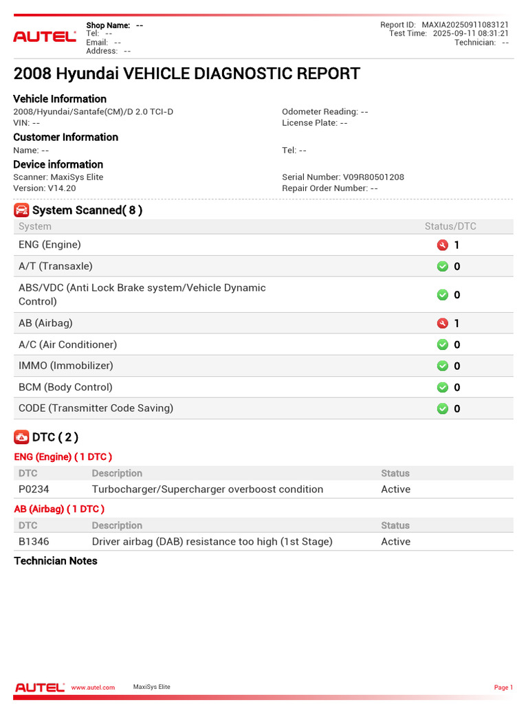Hyundai DTC B1346 Diagnostic Report | PDF | Vehicle Industry | Transport