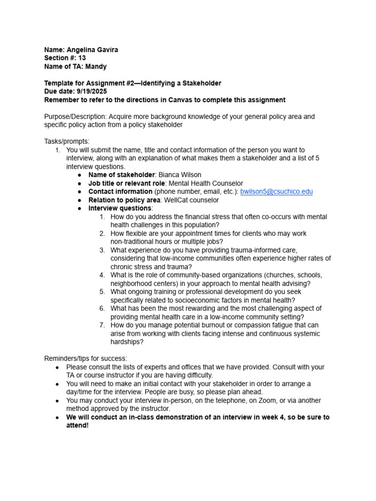Stakeholder Interview Template Guide | PDF | Mental Health ...