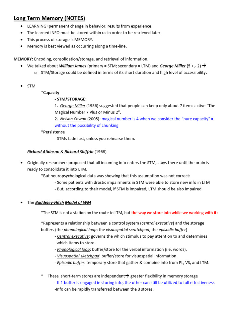 Ch.6 Long-Term Memory - LTM | PDF | Memory | Long Term Memory