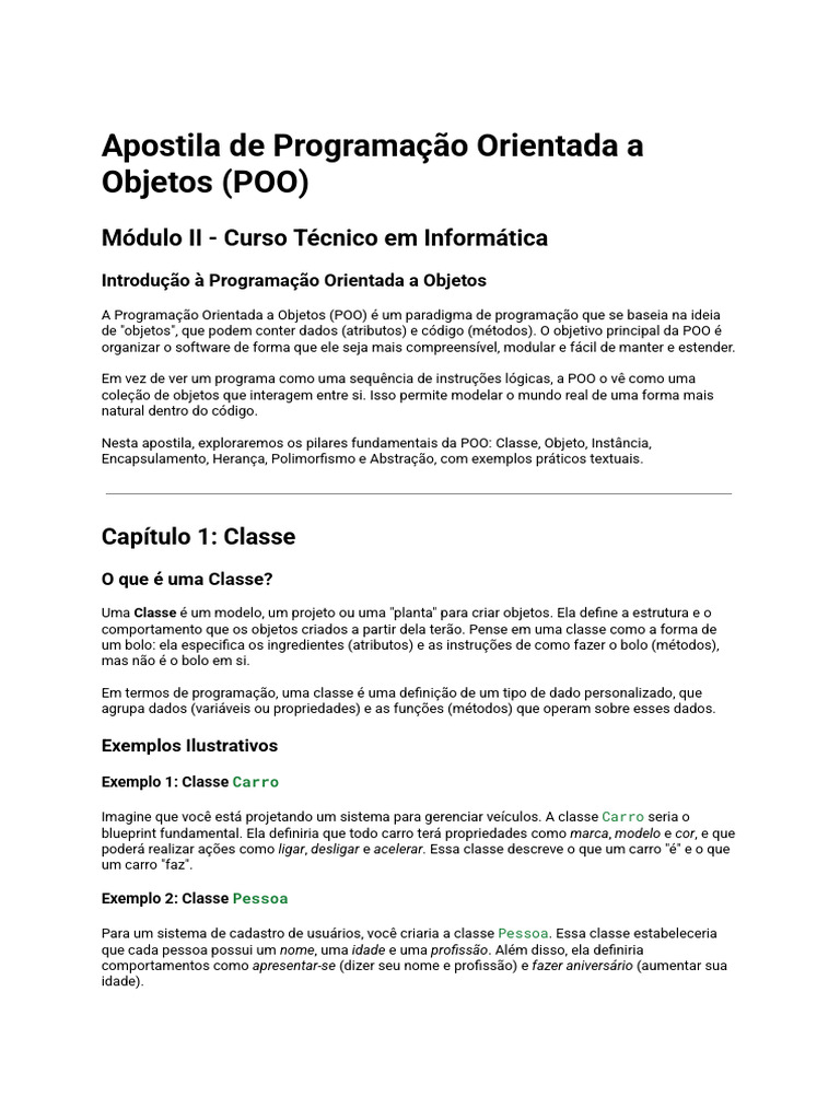 Introdução à Programação Orientada a Objetos | PDF | Classe ...