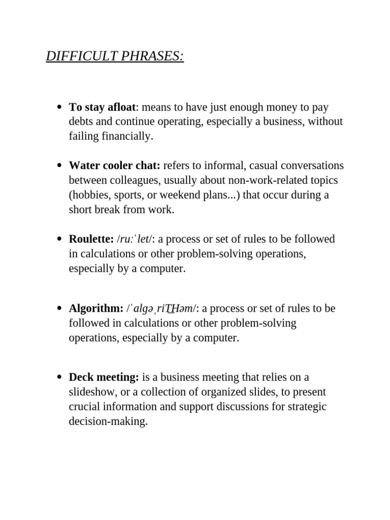 Difficult Phrases | PDF
