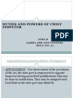Duties and Powers of Chief Inspetor: Simi.R S3Mba (HR and System) R Oll N O: 37