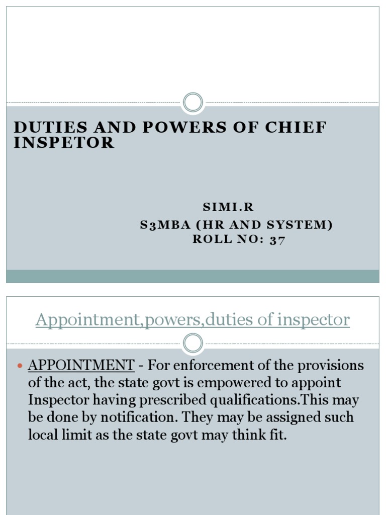 Powers and Duties of Factory Inspectors | PDF | Public Law | Government