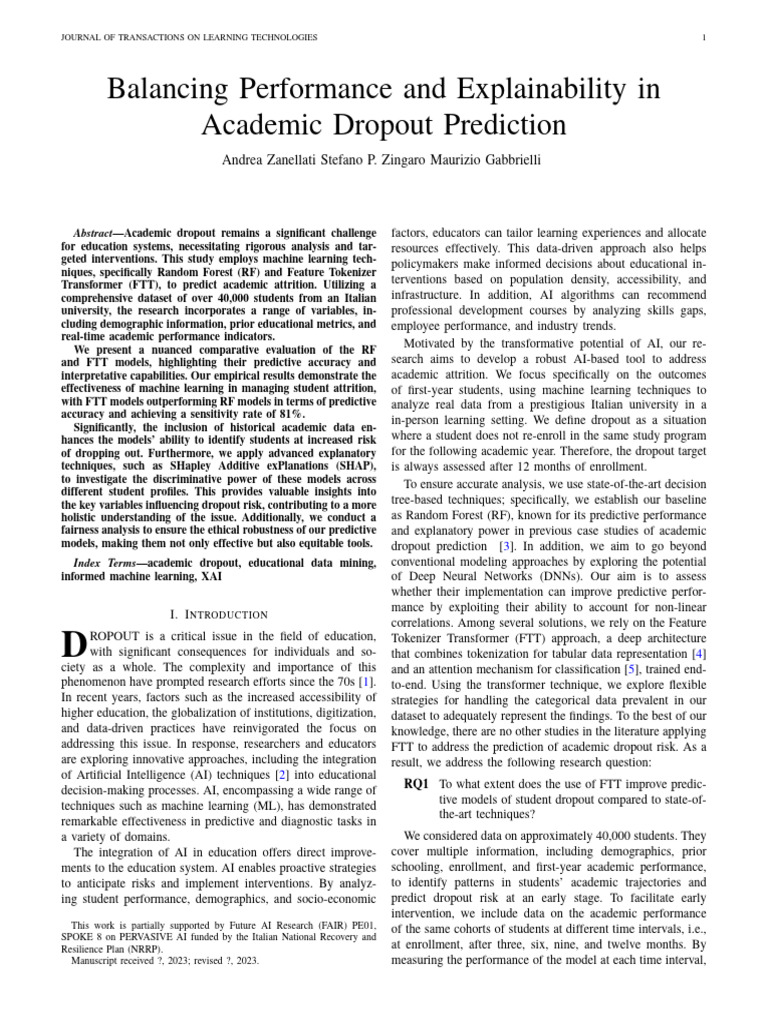 Predicting Academic Dropout with AI Models | PDF | Machine Learning ...