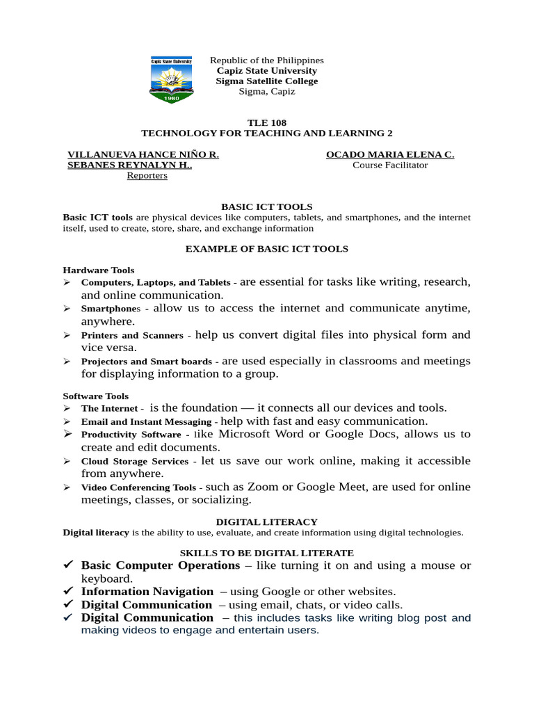Essential Basic ICT Tools and Skills | PDF | Information And ...