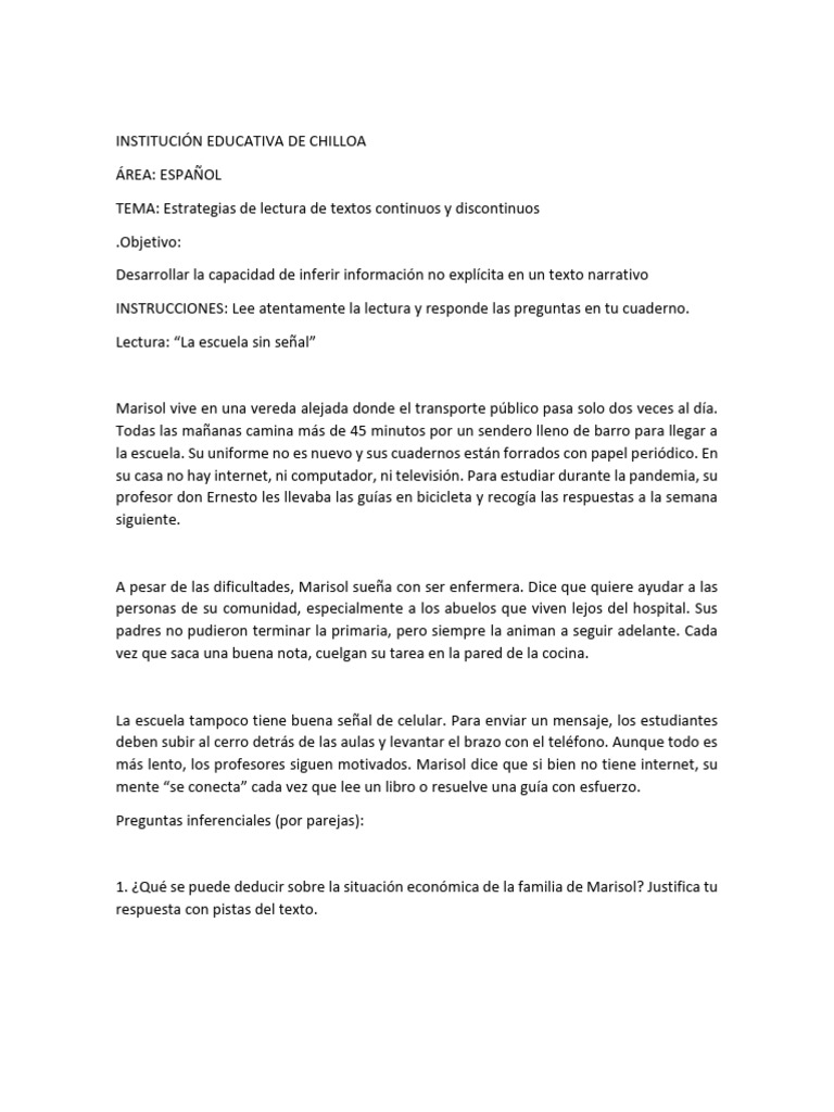 Estrategias de lectura en contextos rurales | PDF | Inferencia ...