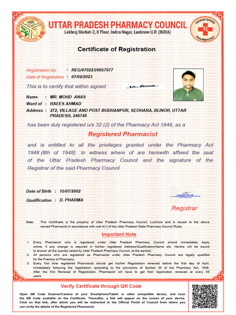 Haryana Pharmacy Council Registration | PDF
