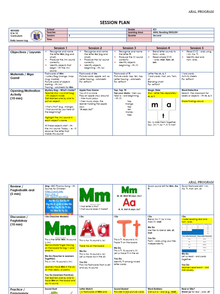 ARAL Reading Lesson Plan for KS1 | PDF | Learning | Pedagogy