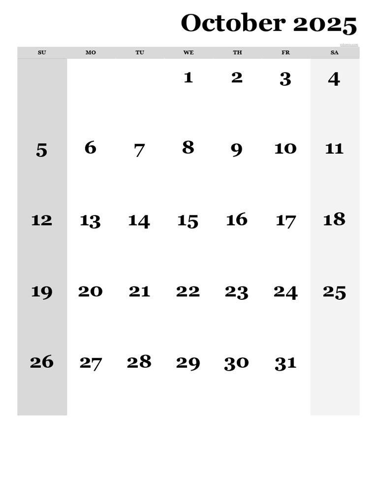 October 2025 Calendar Portrait | PDF