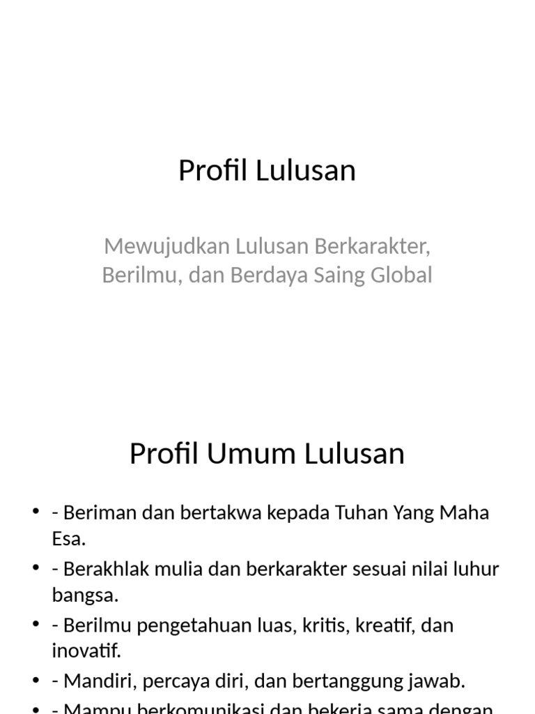 Profil Lulusan Berkarakter Global | PDF