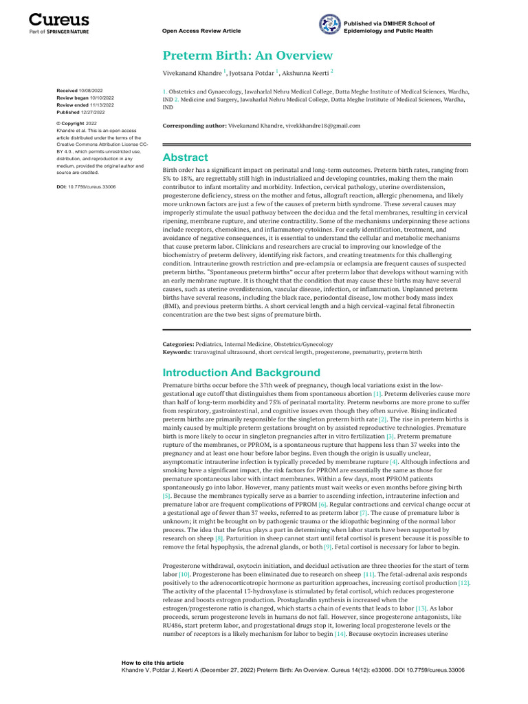 Overview of Preterm Birth Causes and Risks | PDF | Preterm Birth ...