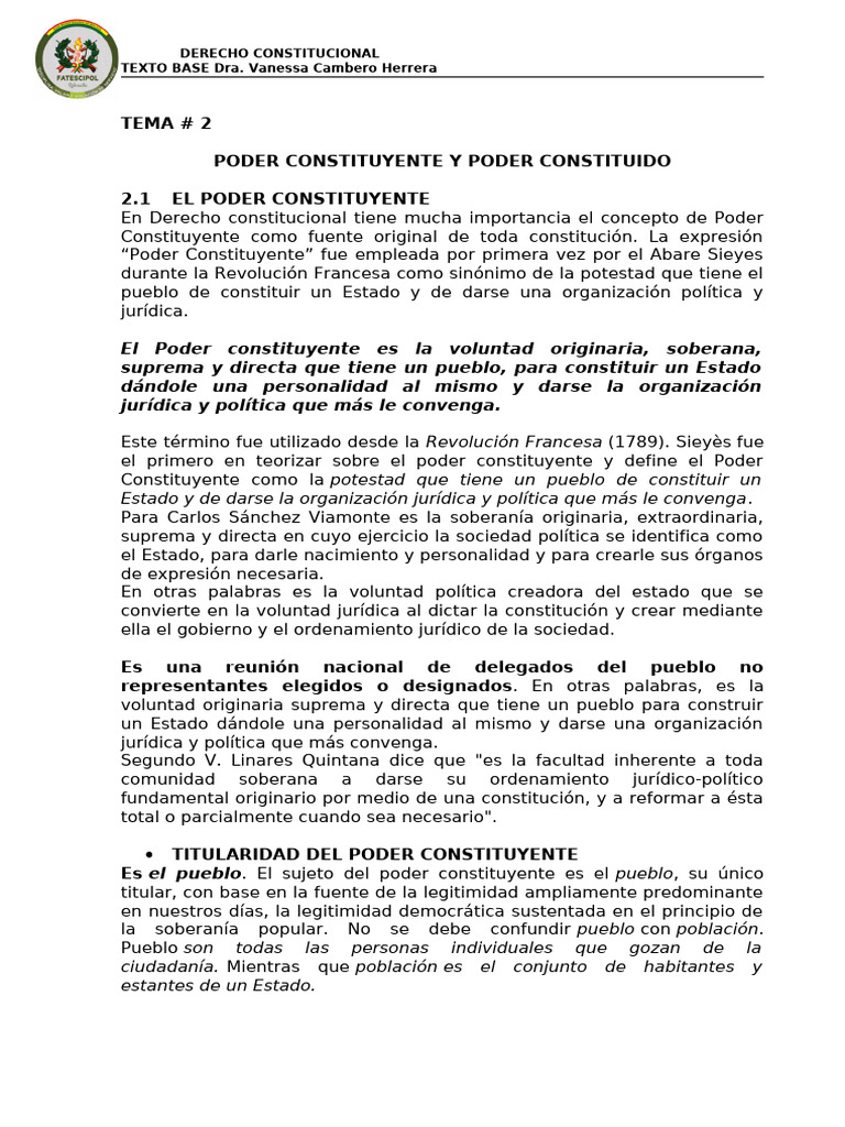 Poder Constituyente y Poder Constituida | PDF | Constitución | Gobierno