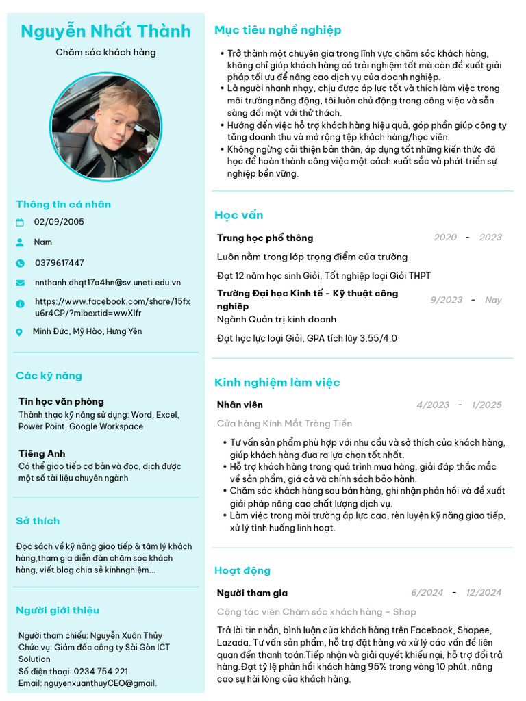 CV Nguyễn Nhất Thành - CV Thành-TopCV.vn | PDF