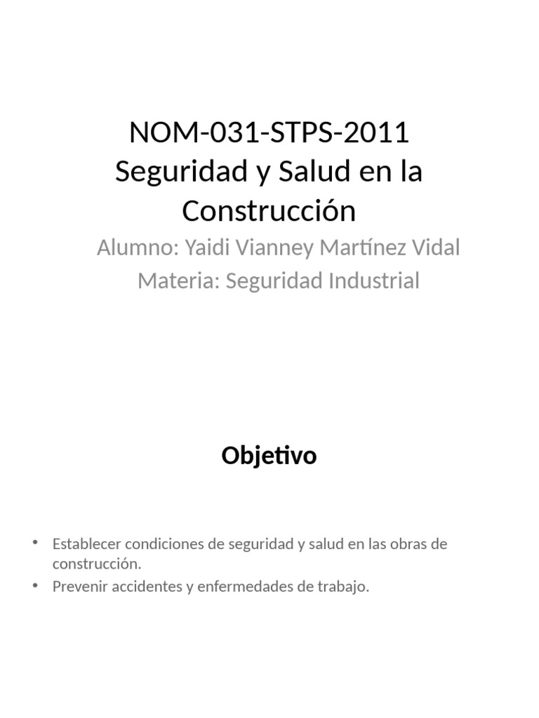 NOM 031 STPS 2011 Presentacion | PDF