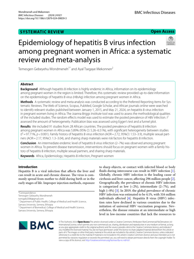 Hepatitis B in Pregnant Women in Africa | PDF | Hepatitis B | Hepatitis