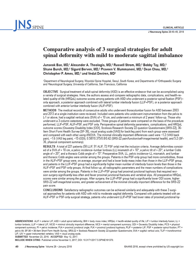 (Journal of Neurosurgery - Spine) Comparative Analysis of 3 Surgical ...