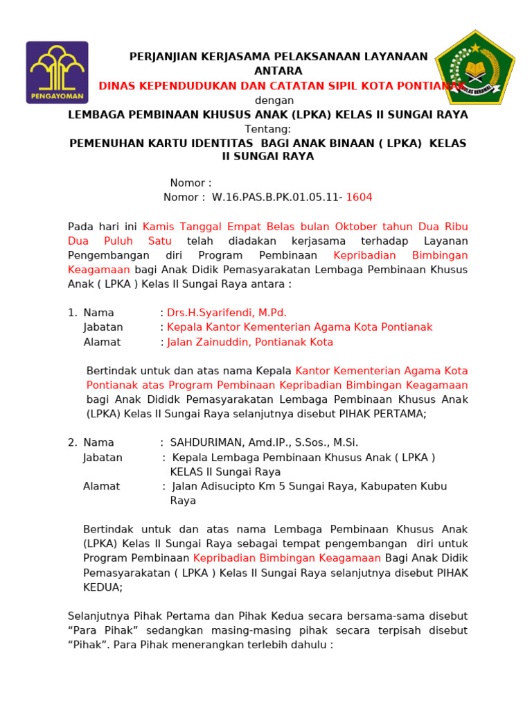 Kerjasama Kementerian Agama dan LPKA | PDF