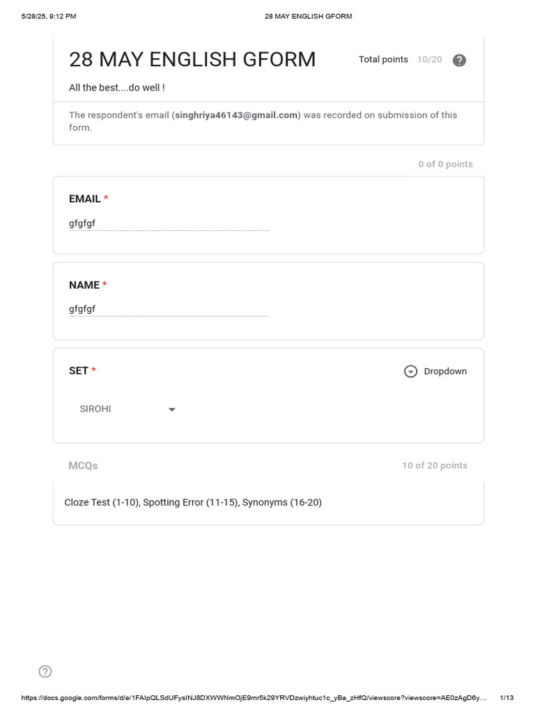 28 May English Gform | PDF