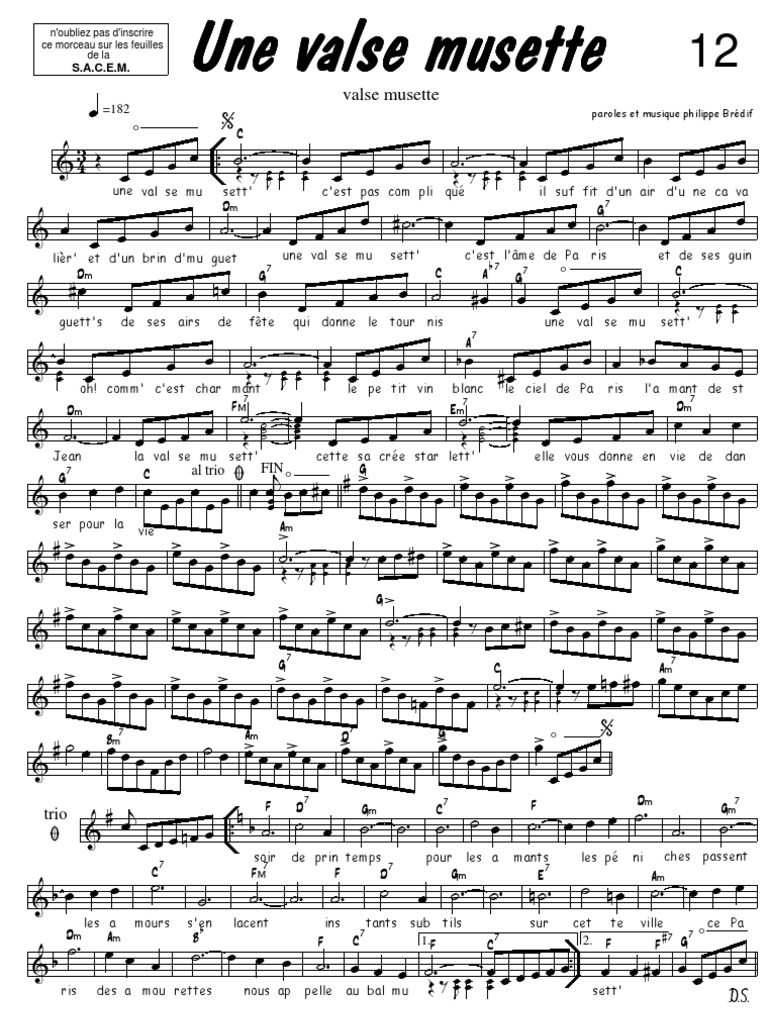 Une Valse Musette Partition PDF