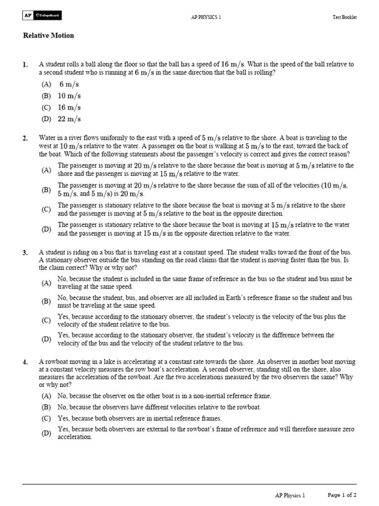 Relative Motion in Physics Problems | PDF | Acceleration | Velocity