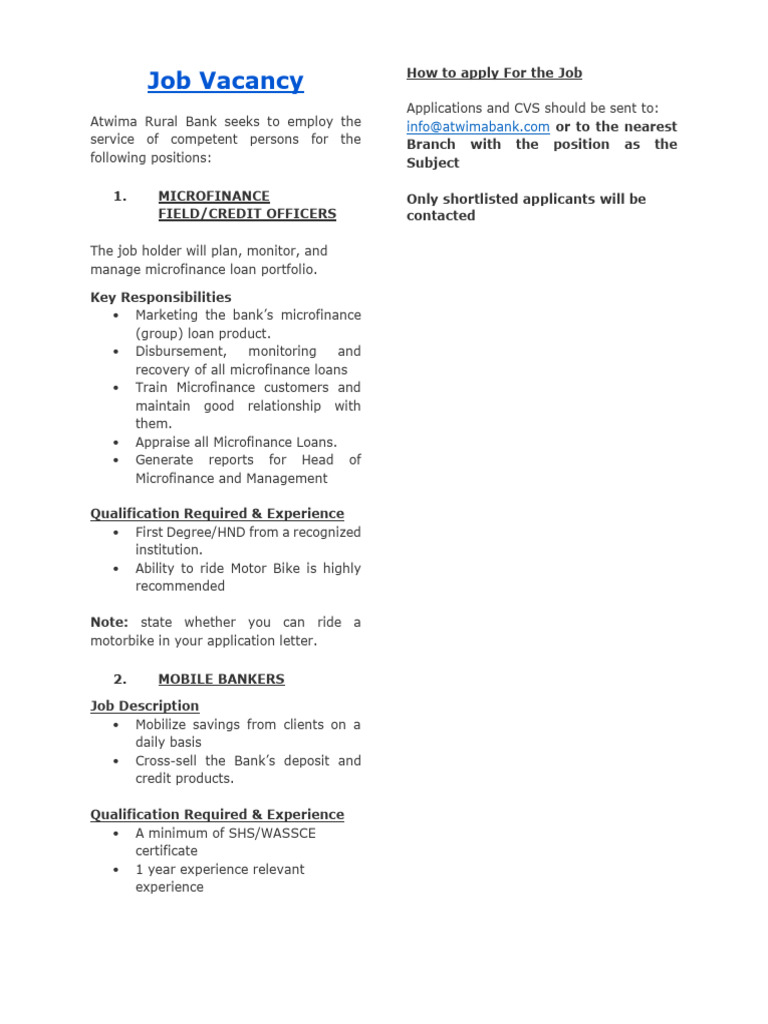 Job Vacancy | PDF