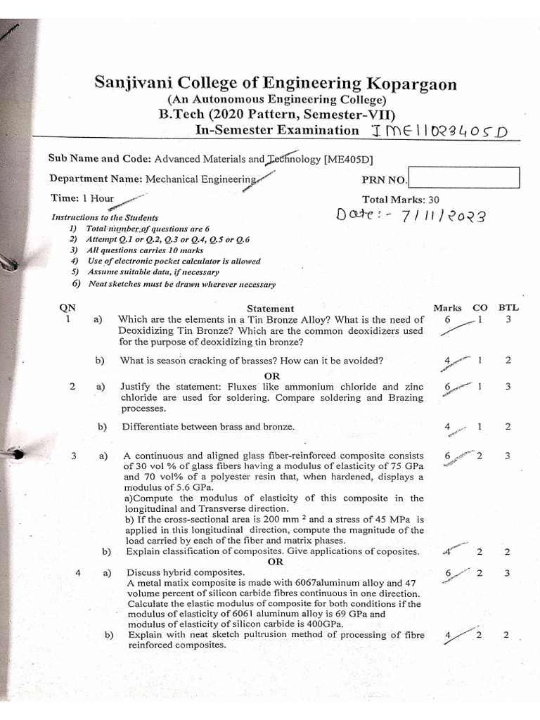 AMT in - Sem Question Paper | PDF