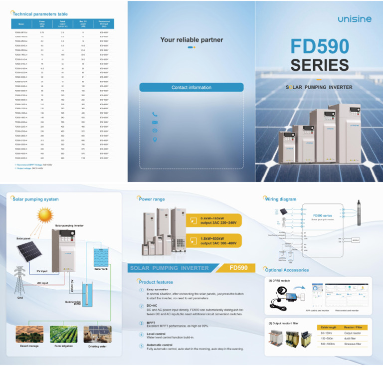 UNISINE FD590 Series Solar Pump Inverter Introduction | PDF