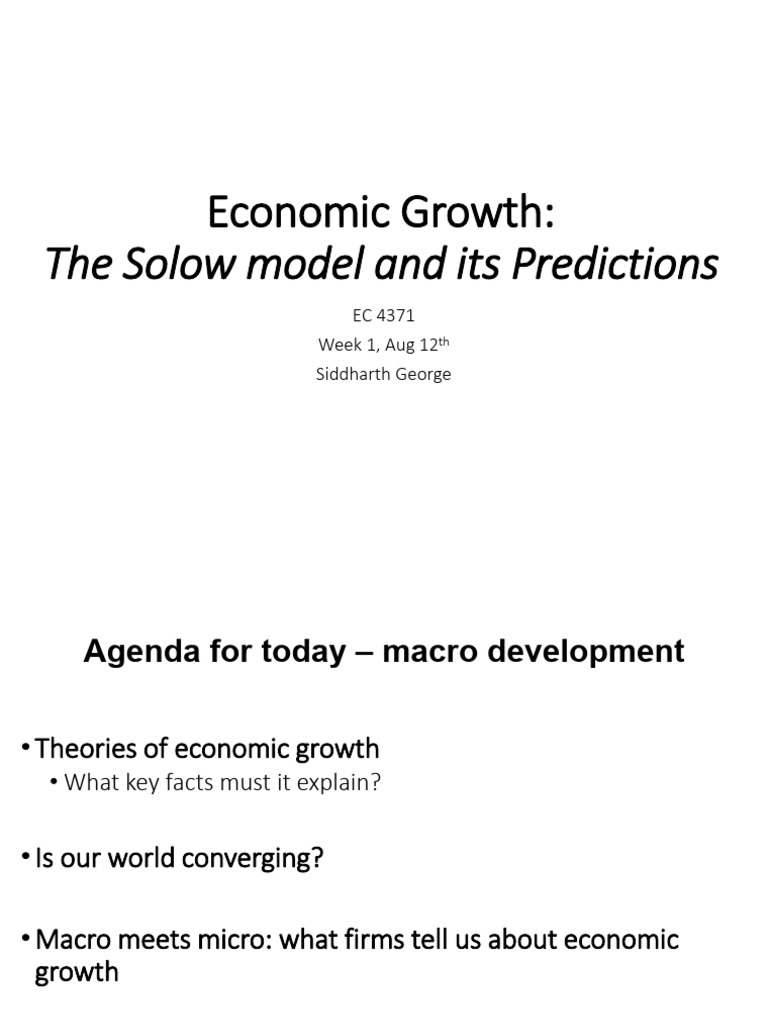 EC4371 Fall2026 Week1 PartB Solow | PDF | Economic Growth | Economies