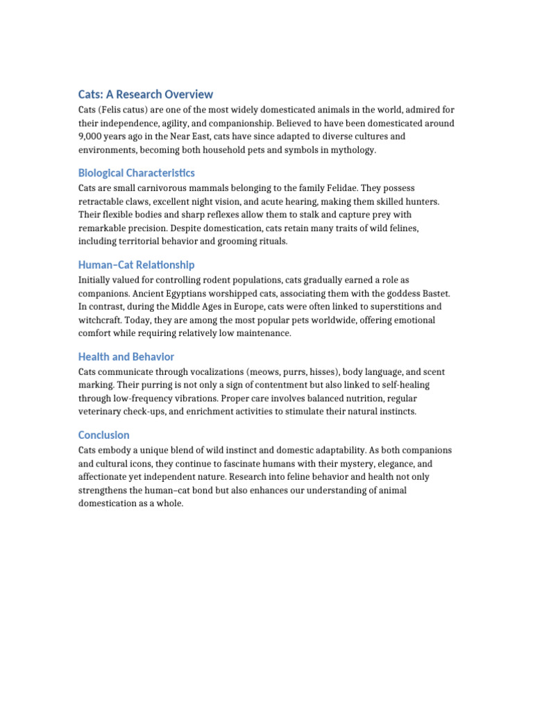 Cats Research Paper | PDF