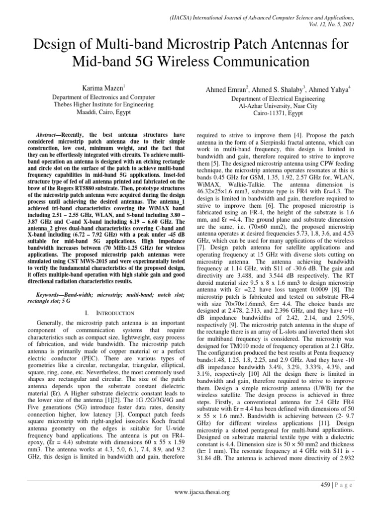 Design of Multi Band Microstrip Patch An | PDF | Antenna (Radio) | Waves