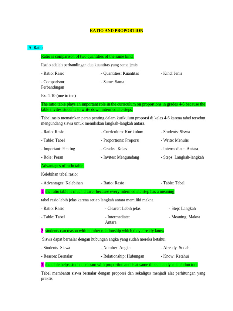 Panduan Tabel Rasio dan Proporsi | PDF