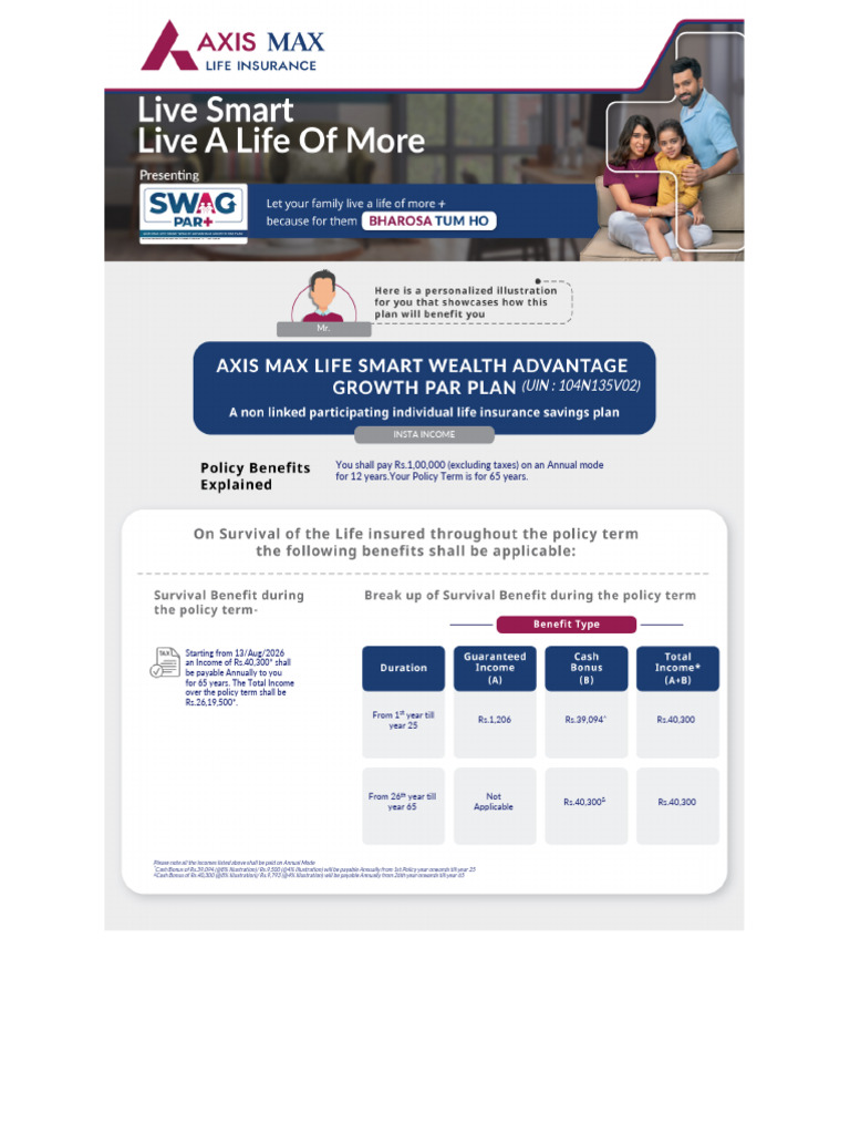 Max Life Insta Income Plan Overview | PDF | Insurance | Life Insurance