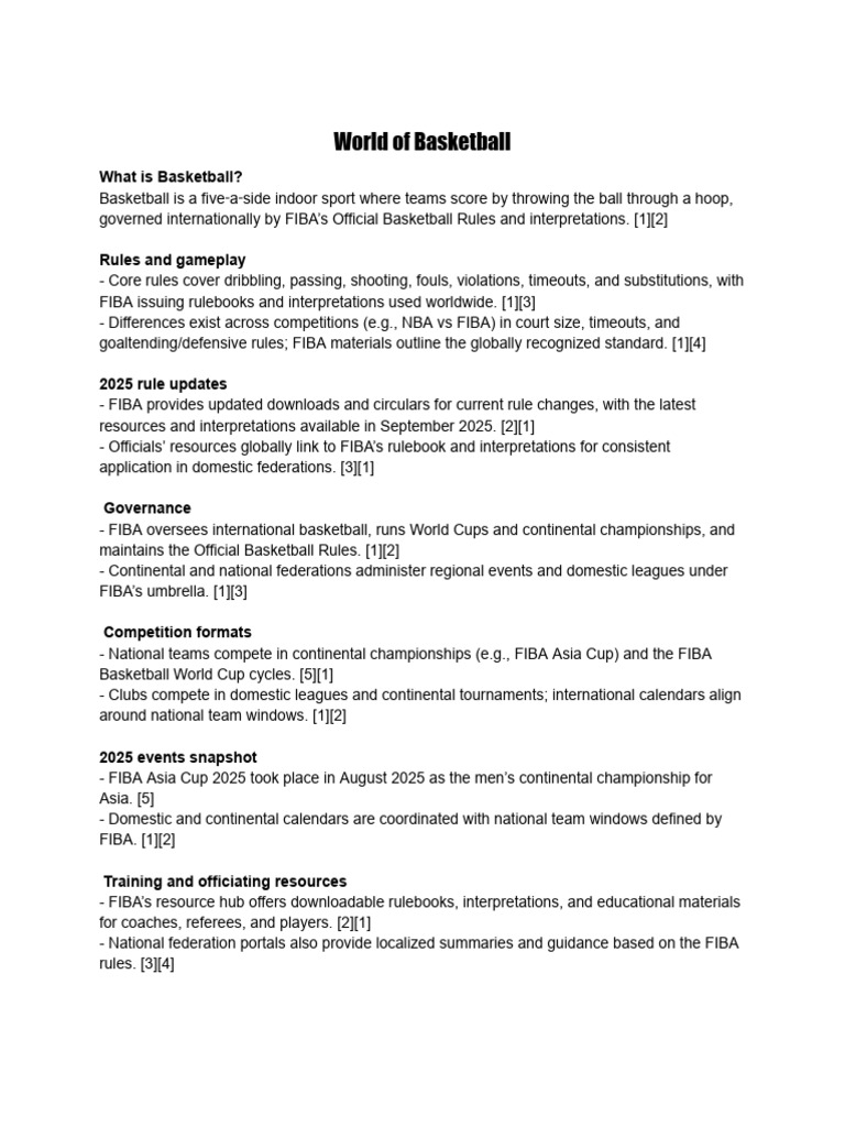 Basketball Rules and Governance Overview | PDF