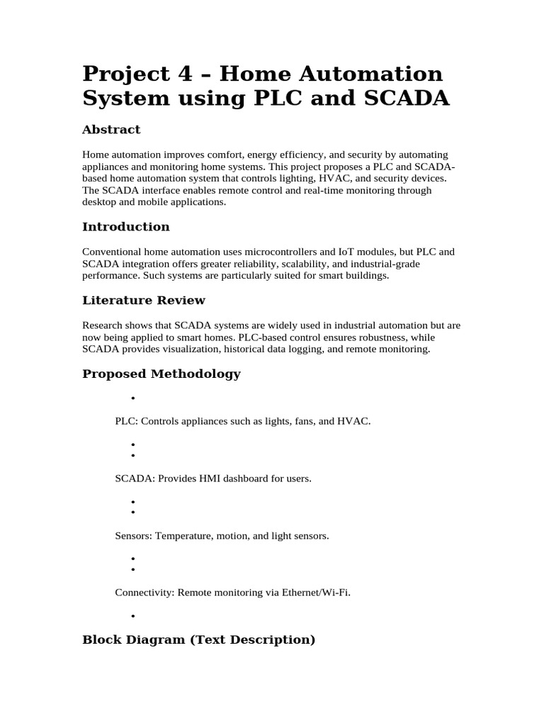 Project 4 - Home Automation System Using PLC and S | PDF