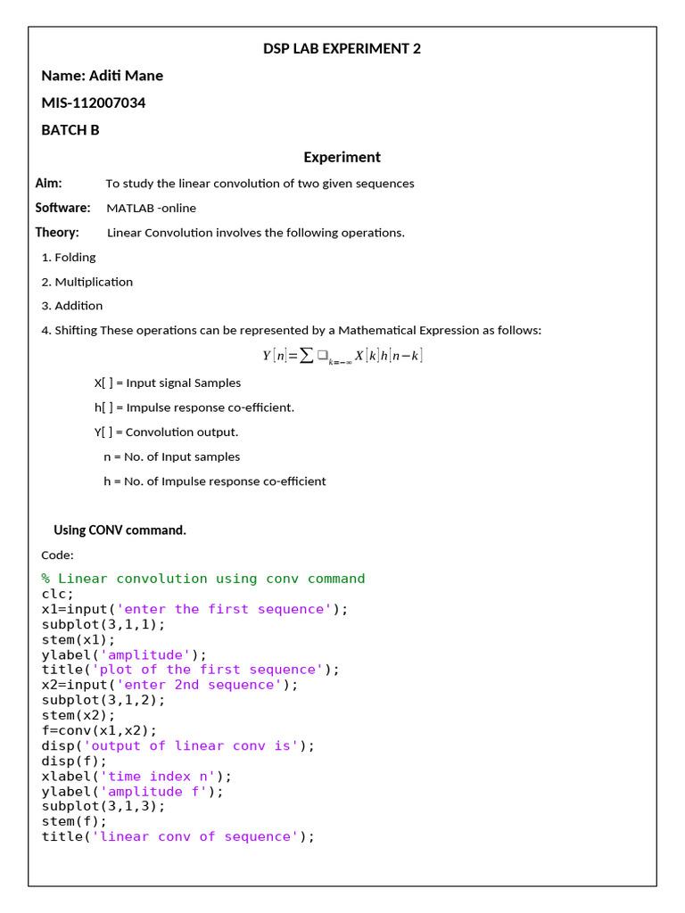 DSPLab Exp2 | PDF