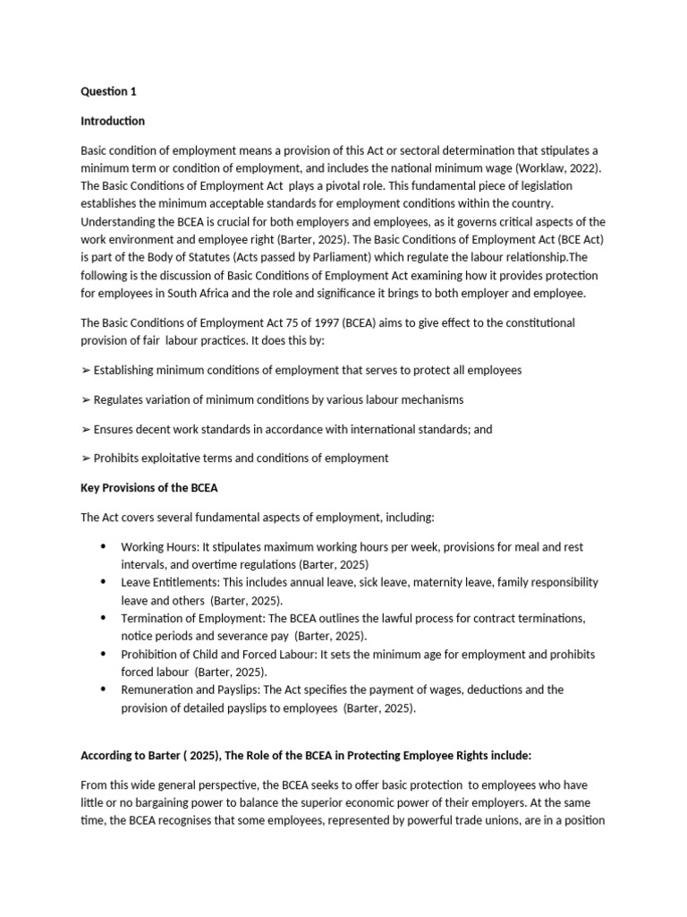 BCEA: Safeguarding Employee Rights | PDF | Labour Law | Occupational ...